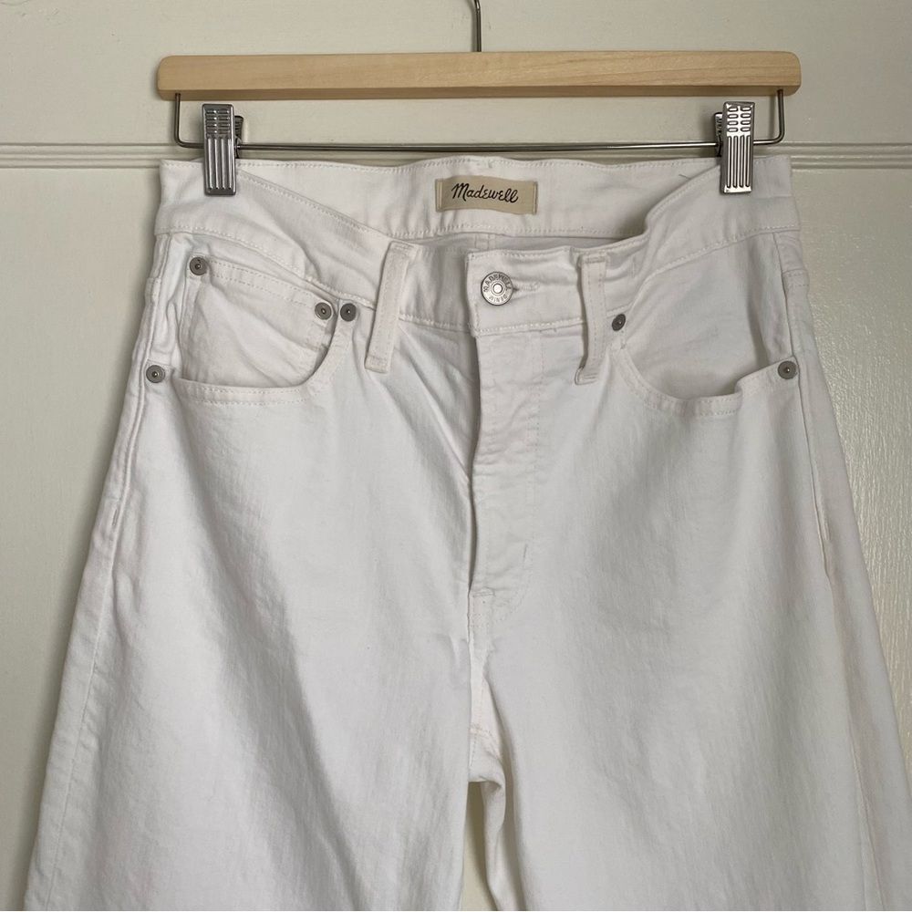 MADEWELL The Mid Rise Perfect Vintage Straight Jeans in White Size 27 - Picture 7 of 10